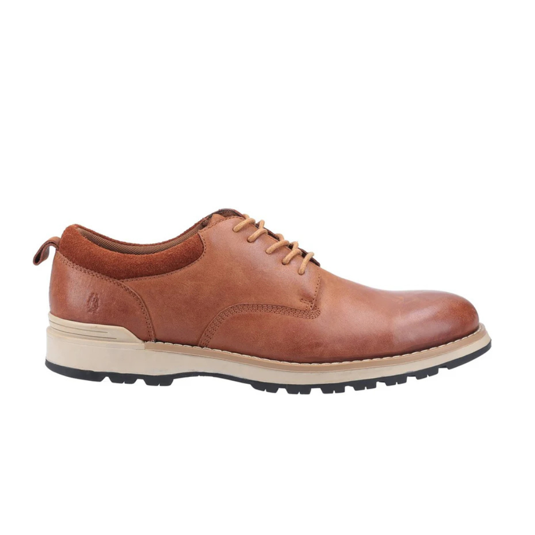 Hush Puppies Dylan Waxy Nubuck tan men's lace-up shoe, side view